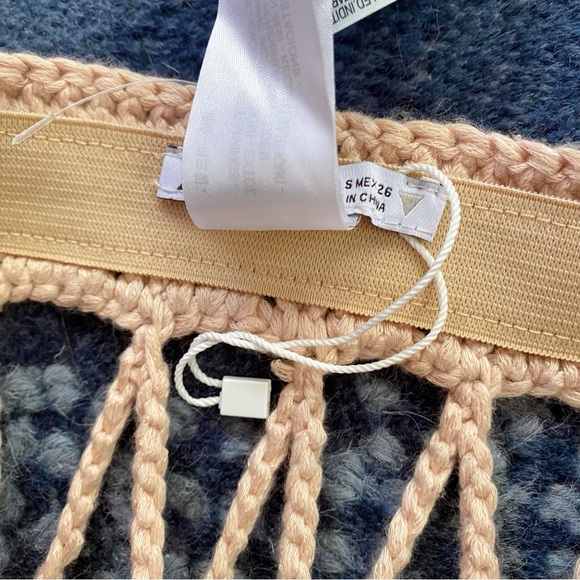 🐚 ZARA TAN CROCHET CUT OUT HIGH WAIST BEADED FRINGE BEACH SKIRT! (No bottoms) - Picture 8 of 11